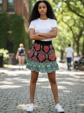 Angie Bohemian Print Ruffle Hem Skirt